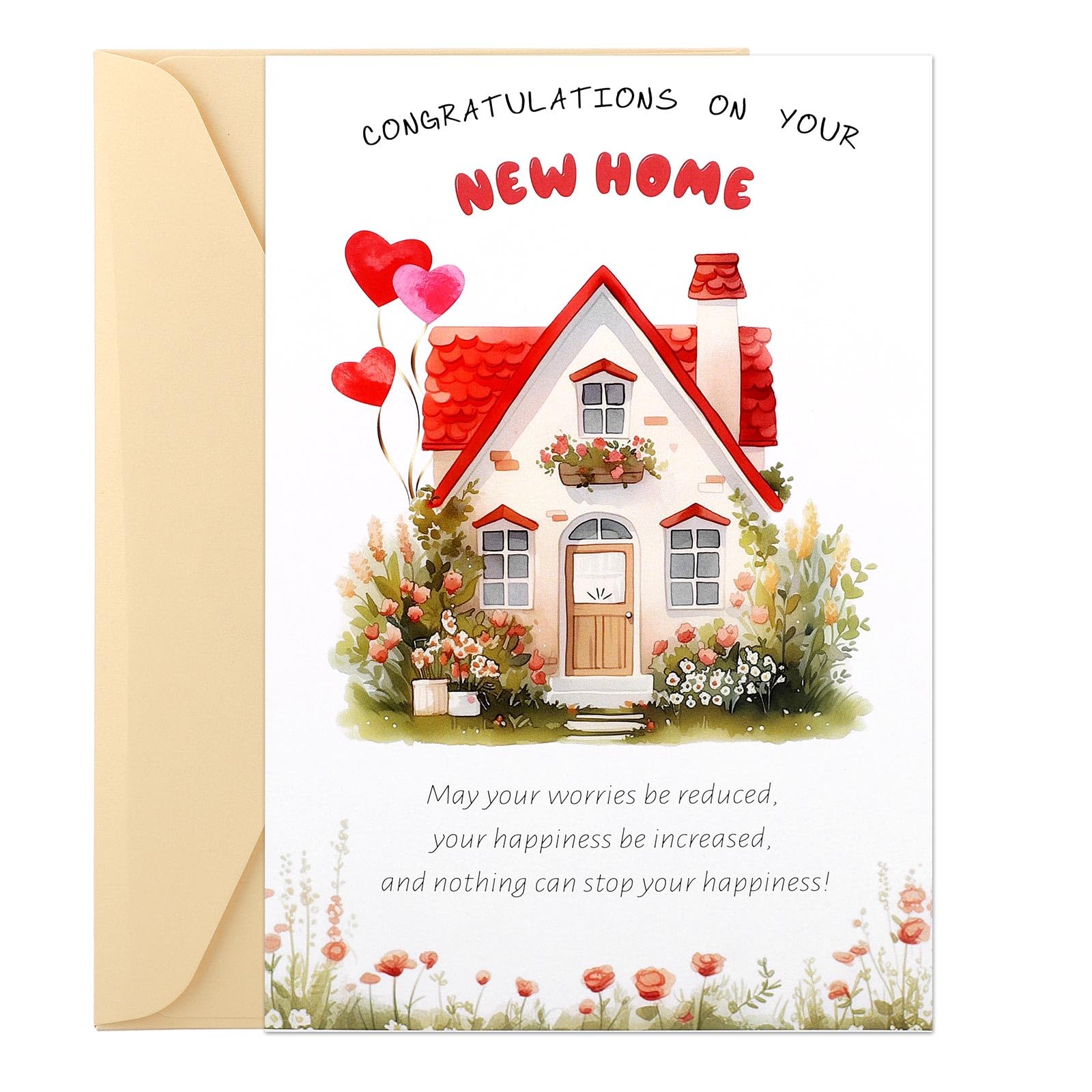 Karta Gratulacyjna Nowego Domu, Zabawna Elegancka Karta Parapetówki z Kopertą Congratulations on Your New Home Prezent na Parapetówkę dla Mężczyzny i Kobiety