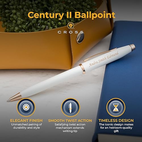 Vista 22 de Bolígrafo Cross Century II grabado en acabado lacado negro con borde dorado. Bolígrafo de regalo grabado de lujo para graduación, premios