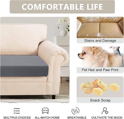 Miniatura 4 de SearchI Fundas elásticas de cojín de repuesto para sofá, 3 piezas, fundas elásticas para asiento de sofá, protector de muebles, funda suave con