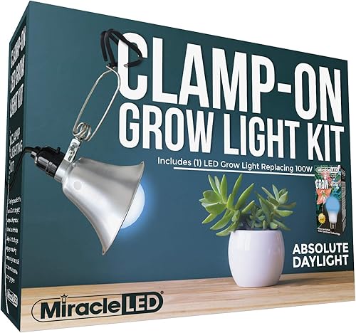 Miracle LED Absolute Daylight - Kit de luz de crecimiento LED con abrazadera con espectro azul de 9 W, reemplazo de la abrazadera de 100 W y crece