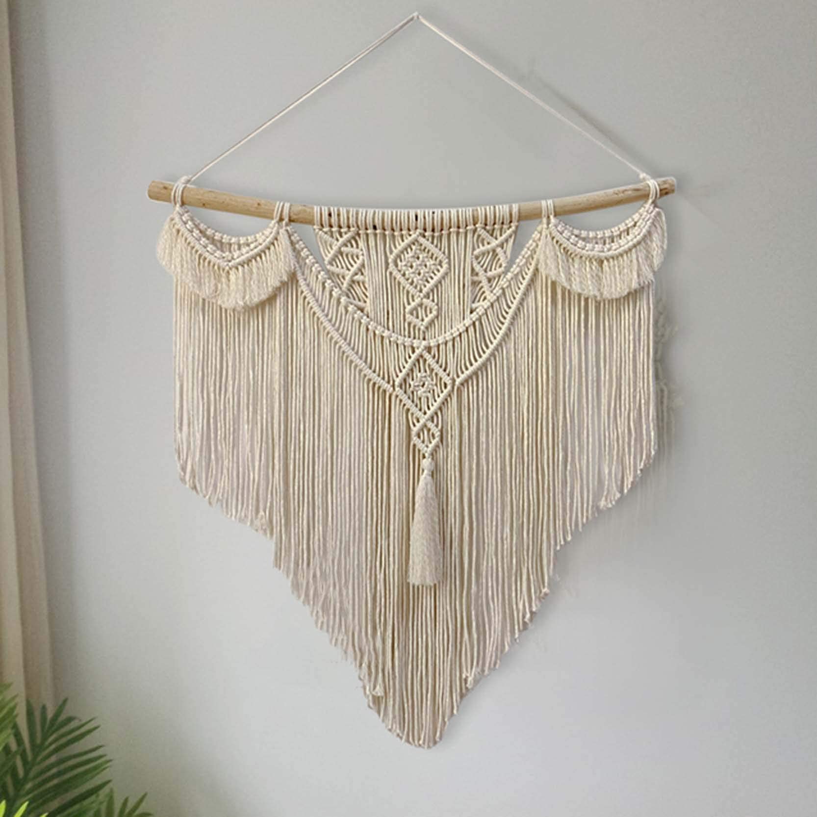 SERENEPEAK Large Handmade Woven Wall Tapestries Cotton Rope Art Macrame Tapestry Home Decor(B70x80cm)