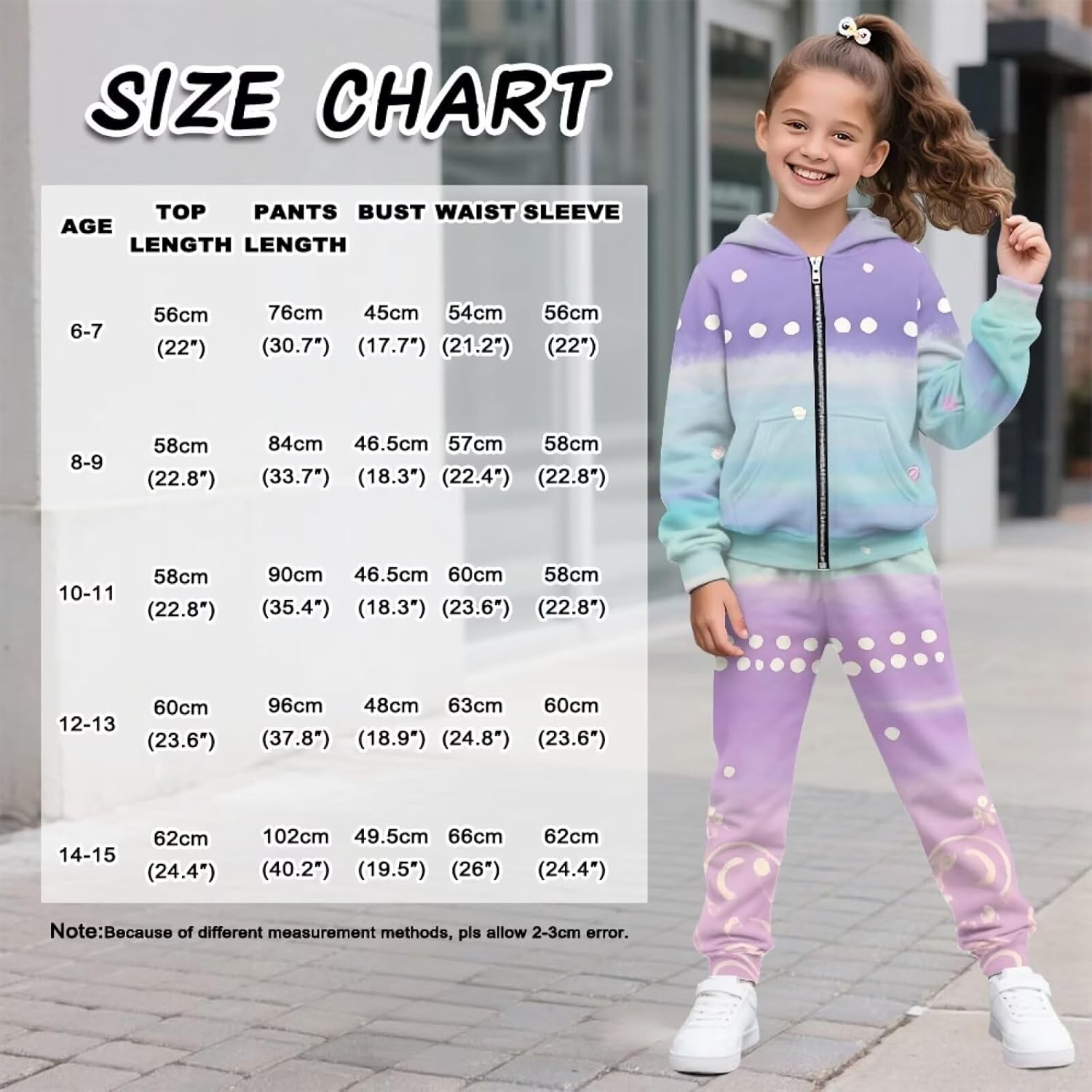 Girls Ice Cream Print 2 Piece Long Sleeve Hooded Sweatshirt Jogger Pants Set Fall Winter Tracksuit for Kids 6-15Y