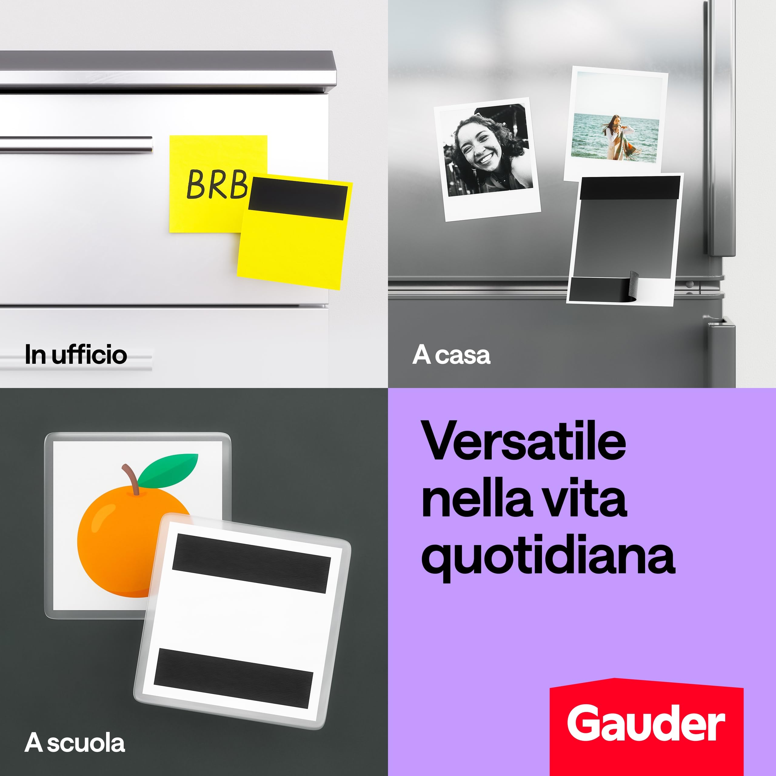 GAUDER Nastro Magnetico con Dispenser - Striscia Magnetica Autoadesiva per Oggetti Leggeri - Nastro Adesivo da Tagliare per Fissare Cartoline e Foto su Superfici Metalliche (6 m x 19 mm)
