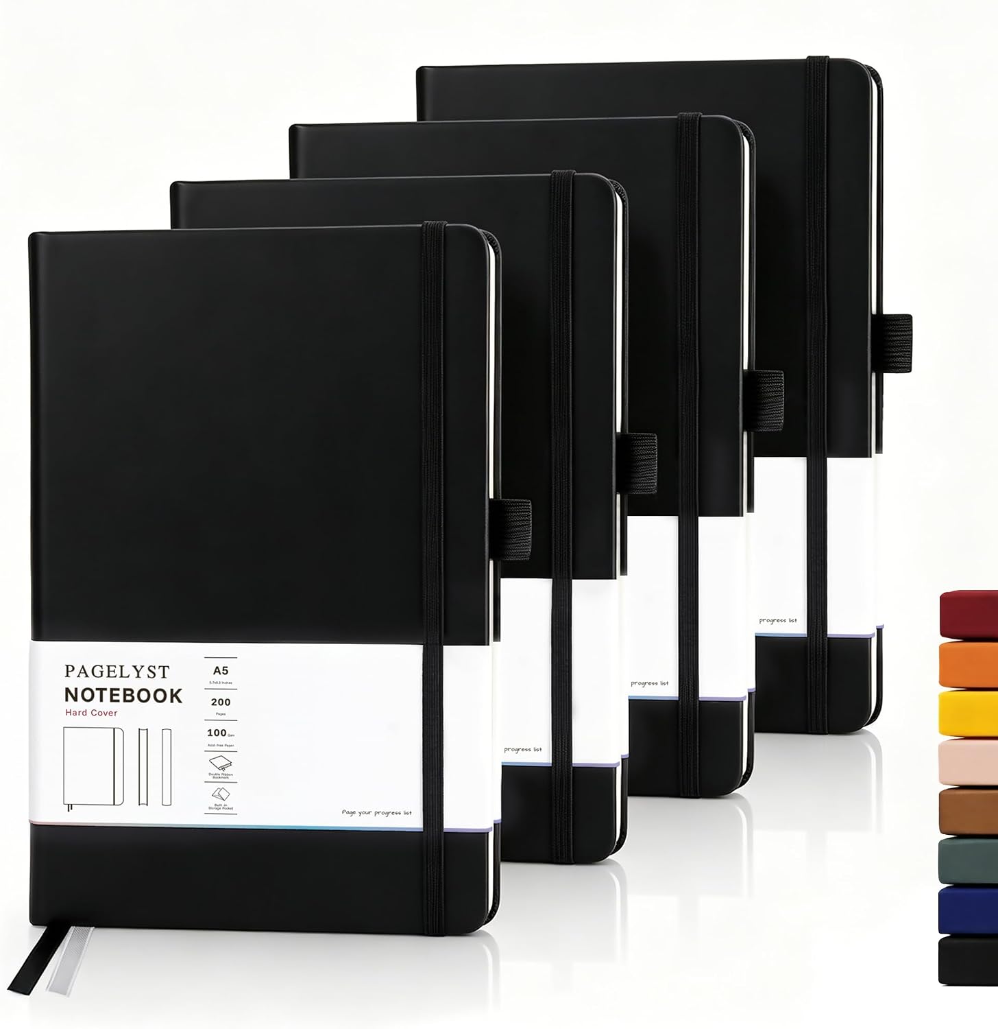 PAGELYST Graph Grid Paper Notebook 200 Pages, 4 Pack, A5 Size 5.7'' x 8.3''