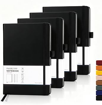 PAGELYST Dotted Journal Notebook, 200 Pages,4 Pack, A5 Medium 5.7 x 8.3