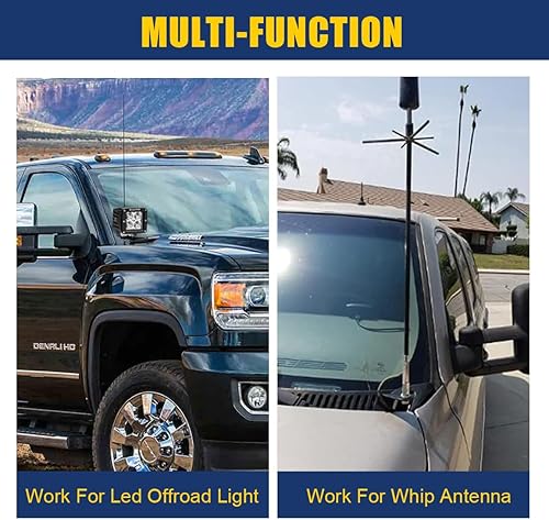 Miniatura 5 de ADTOPI - Soporte de montaje de capó de metal negro para antena de luz de cubo de luz todoterreno, compatible con Chevy Suburban Tahoe Silverado