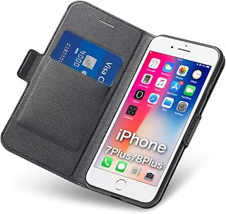 Aunote Handyhülle für iPhone 7 Plus Hülle/iPhone 8 Plus Hülle, iPhone 7Plus/8Plus Handyhülle/Schutzhülle/Klapphülle, Tasche Leder Etui Folio, Flip Smartphone Apple Handy Cover Case Klappbar. Schwarz
