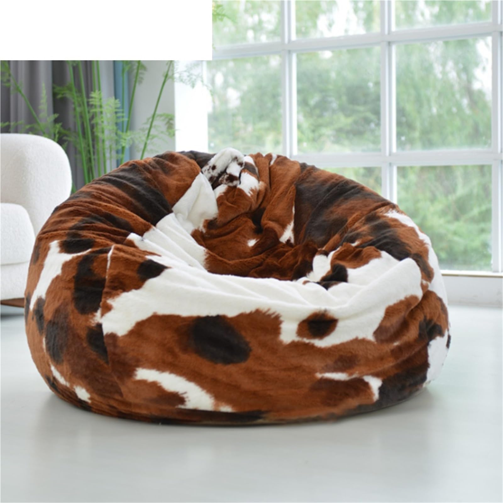 Housse Pouf Housse de Pouf en Fausse Fourrure D85 cm, sans Rembourrage à l'intérieur(85cm-02)