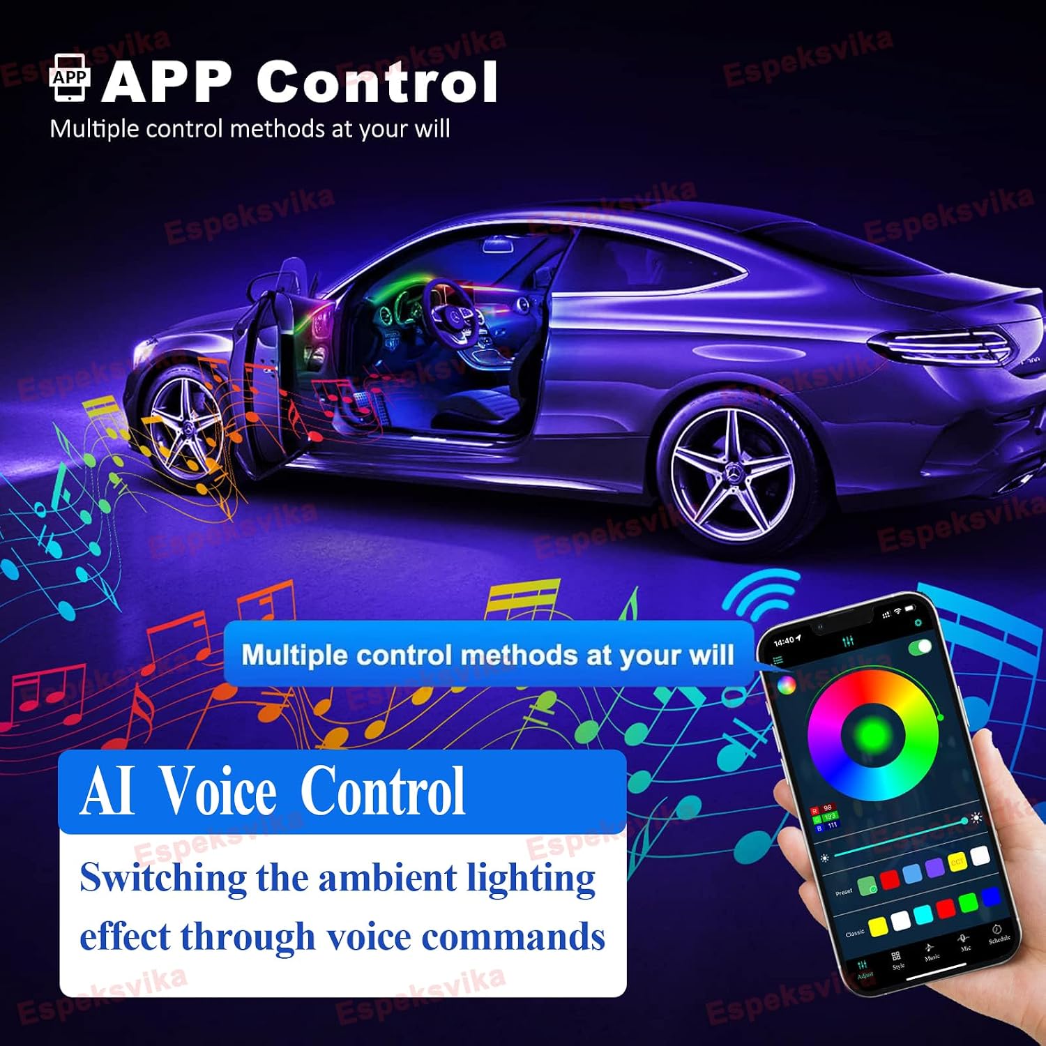 20 in 1 LED Car Extend Dreamcolor Starry Sky Ambient Lighting Kits for Porsche Panamera 2010-2016, Interior Car Neon Lights Accessories Atmosphere Sound Music Sync Button Wireless APP AI Voice Control