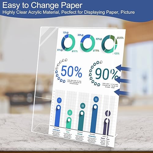 Miniatura 11 de Soporte acrílico para letreros de 8.5 x 11 pulgadas, soporte transparente para letreros de mesa, soportes acrílicos inclinados para exhibición