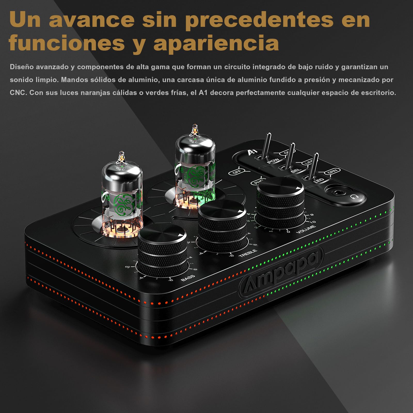 A1 Preamplificador de Fono de Tubo: Amplificador de Auriculares, Preamplificador de Alta Fidelidad para Tocadiscos MM con Control de Tono para Sistemas de Audio Estéreo Domésticos