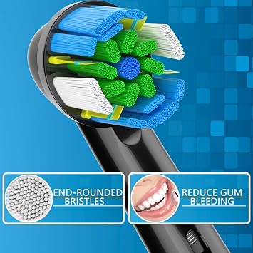 Qitizu Replacement Heads Compatible with Oral B Braun Electric Toothbrush, Replacement Toothbrush Heads Fit for Oral-b Pro 1000/7500/3000/7000/8000/500, 8 Packs (Black)