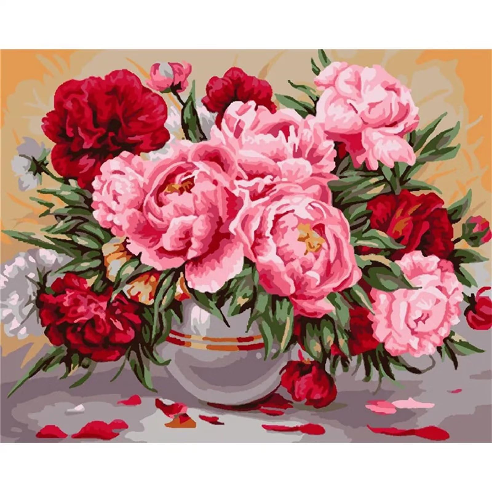 ABEUTY Malen Nach Zahlen – Magnolie & Pfingstrose, 40x50 Cm Leinwand Mit Acrylfarben & Pinseln