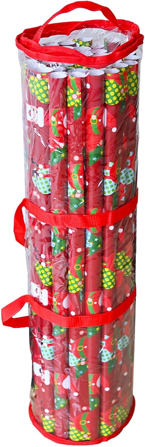 Ram® Christmas Cylinder Gift Wrap Storage Clear Bag Wrapping Paper Organiser Xmas Christmas Tidy - Image 4