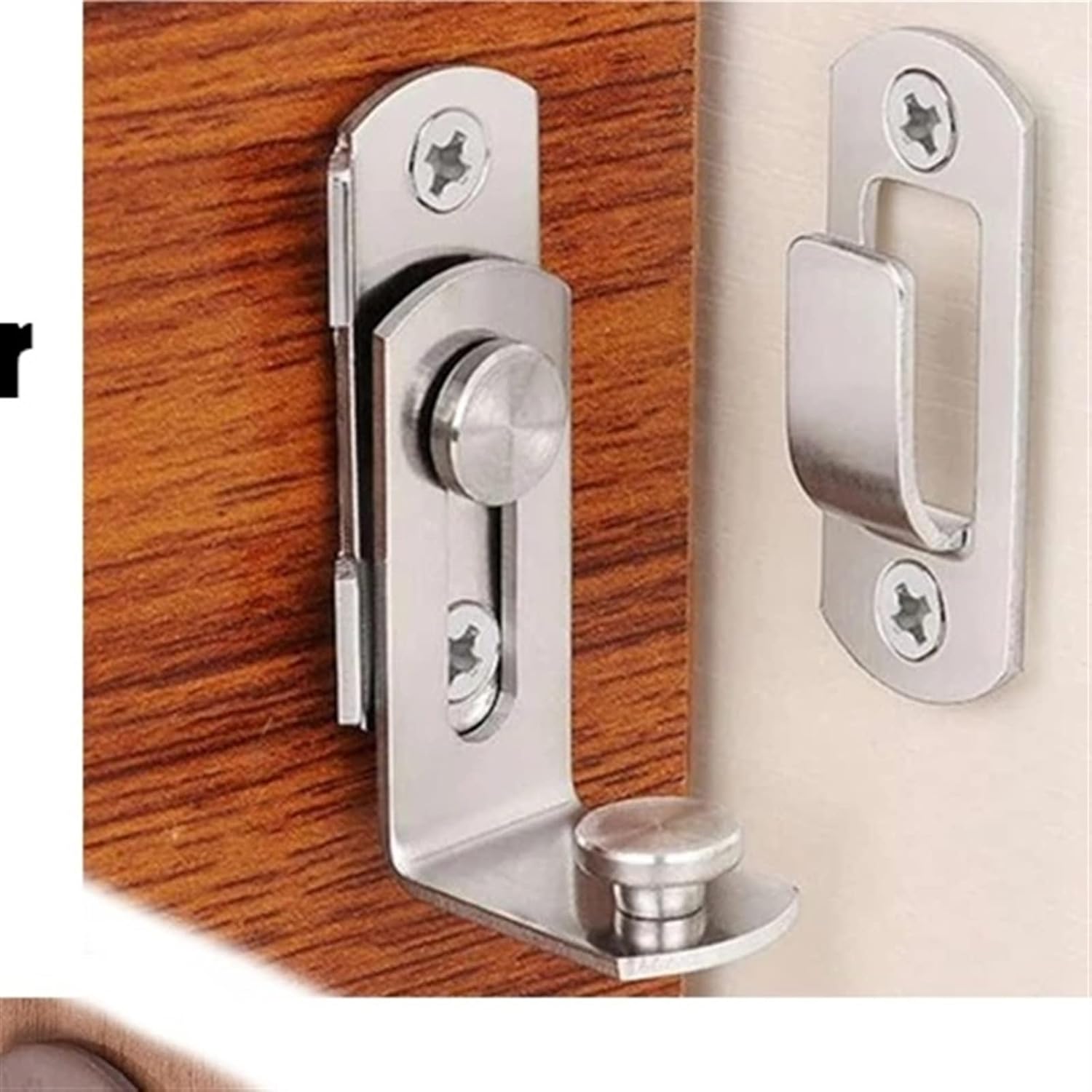 Door Lock Degree Barn Bolt Cast Stainless Steel Hook Latch Window Cabinet Locks with Screws Right Angle Sliding Gate Lock