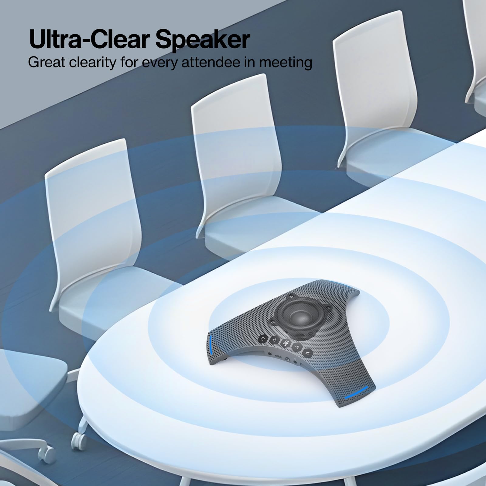 Altoparlante e microfono per conferenze – Vivavoce Bluetooth con catena a margherita, cancellazione del rumore AI, miglioramento vocale, supporto dongle wireless, connessione USB, compatibile