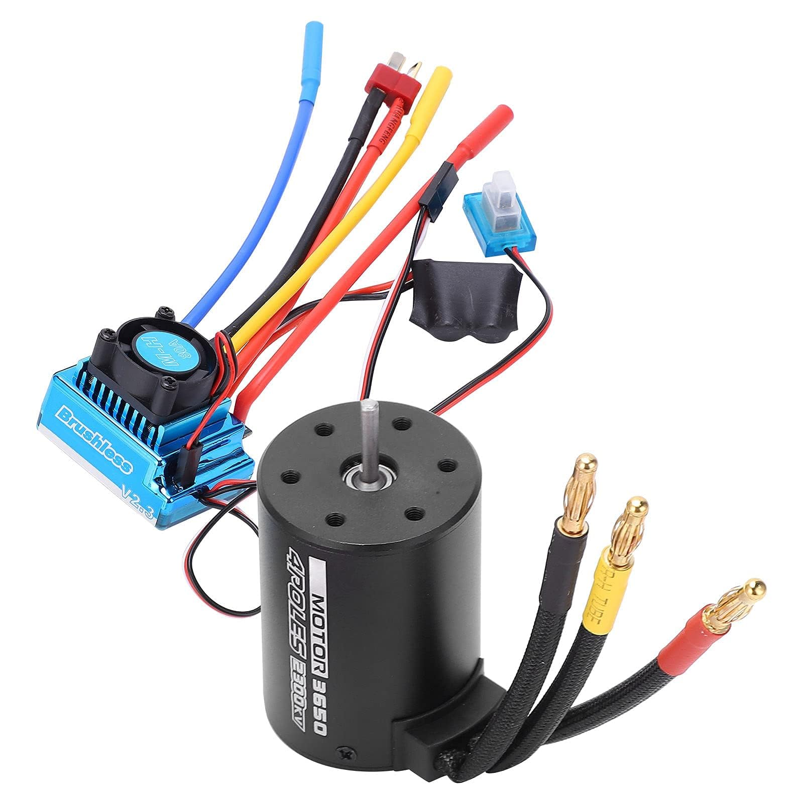 RC 3650 2300KV Wodoodporny 4-biegunowy Silnik Bezszczotkowy z Zestawem Combo 80A ESC Nadaje Się do 1/10 Zdalnego Sterowania Samochodowego RC Akcesoria