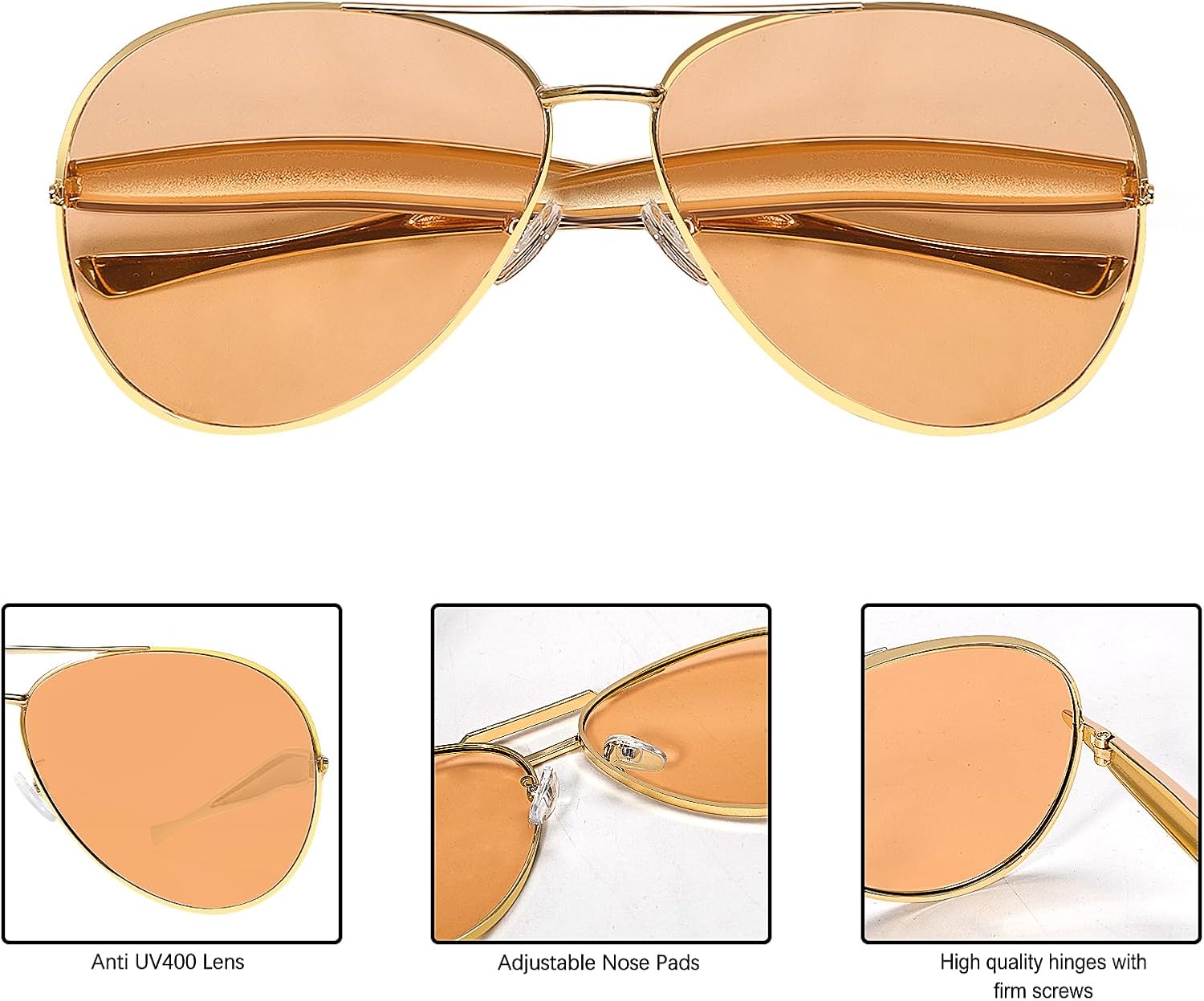 GUVIVI Retro Gold Aviator Sunglasses for Women Men 70s Metal Sun Glasses image 4