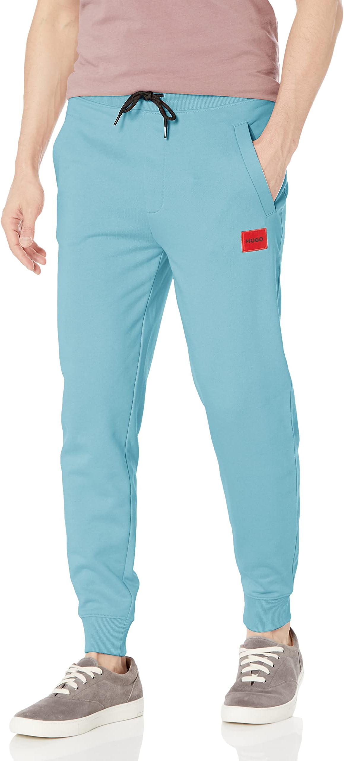 Men's Regular Fit Square Logo Jersey Drawstring Joggers