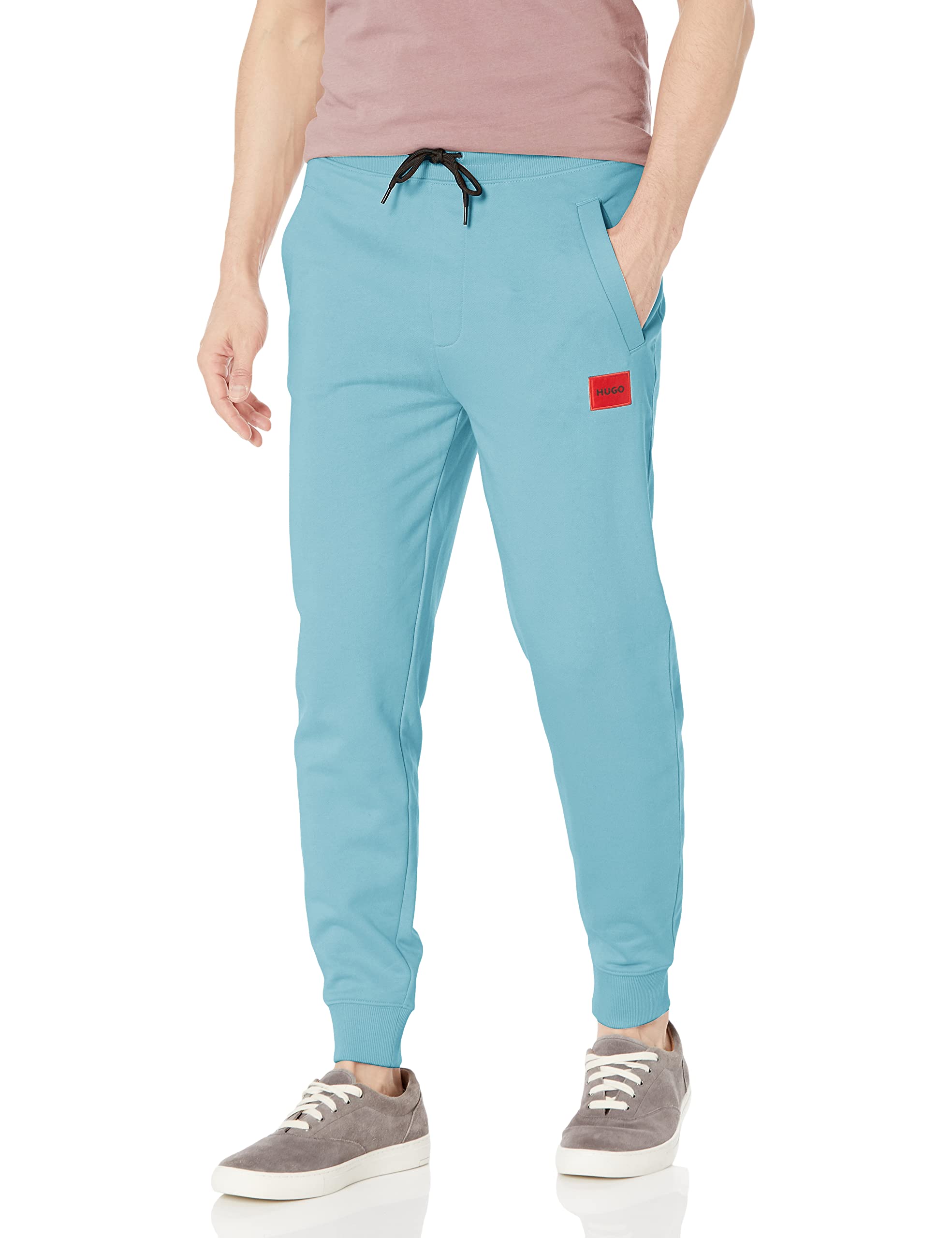 Men's Regular Fit Square Logo Jersey Drawstring Joggers