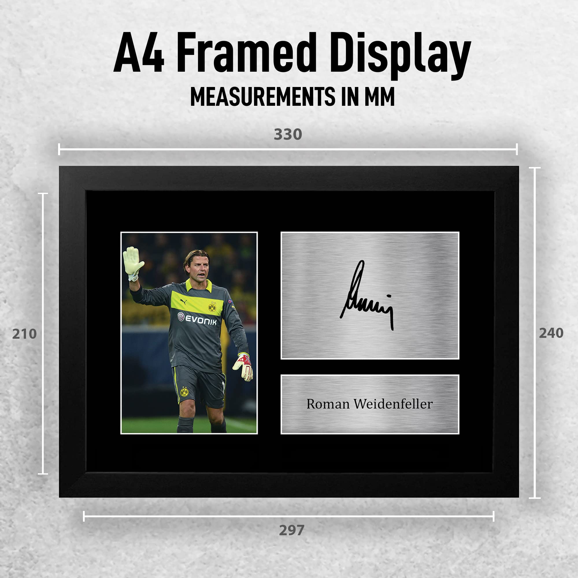 HWC Trading FR A4 Roman Weidenfeller Borussia Dortmund Regali Stampati Autografo Firmato Foto Per Gli Appassionati Di Calcio E Sostenitori - A4 Framed