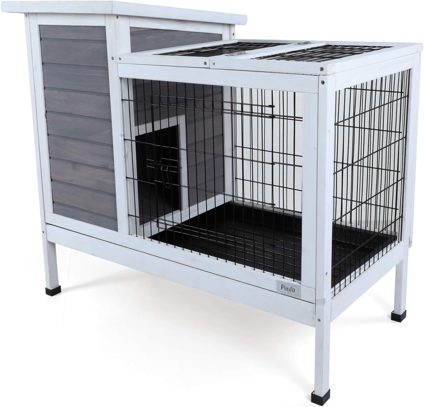 Petsfit Guinea Pig Cage Wooden Indoor Guinea Pig Hutch, Small Animal Cage with New Deeper Tray, 97cm x 50cm x 86cm