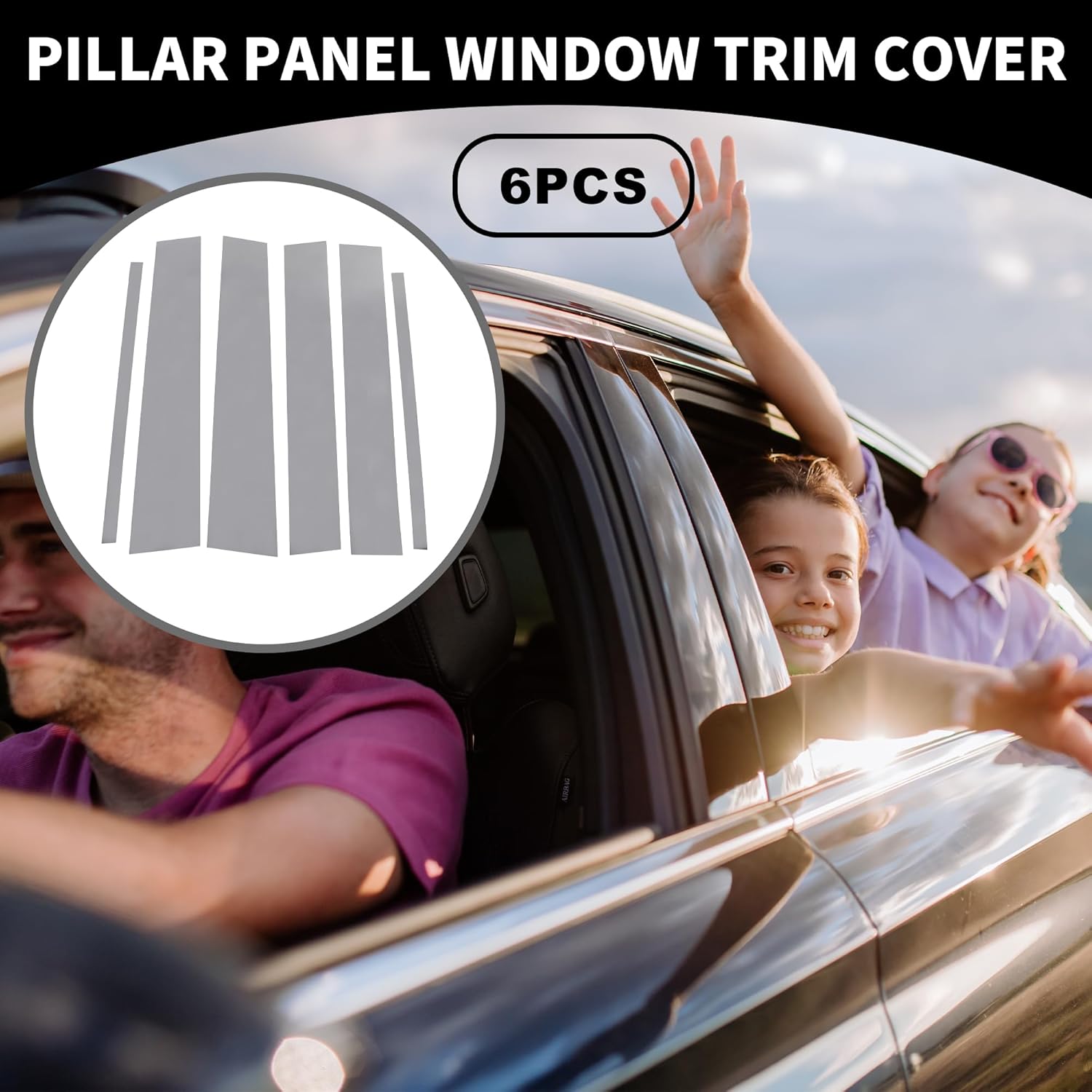 Door Pillar Window Trim - Car Front Left Right Side Anti Scratch Sticker Pillar Posts Door Outer Cover - for Nissan Titan 2004-2015 Plastic Black Carbon Fiber - 6 Pcs
