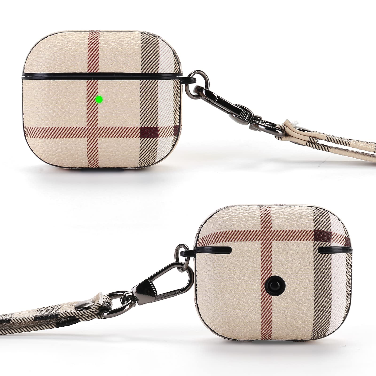 Violent Panda for AirPods 3rd Generation Case Cover AirPods 3rd Case for AirPods 3 Leather Case, Con Wrist Strap, and Keychain, for Airpods 3(Eco-Friendly Leather), Cover for AirPods 3(Beige)