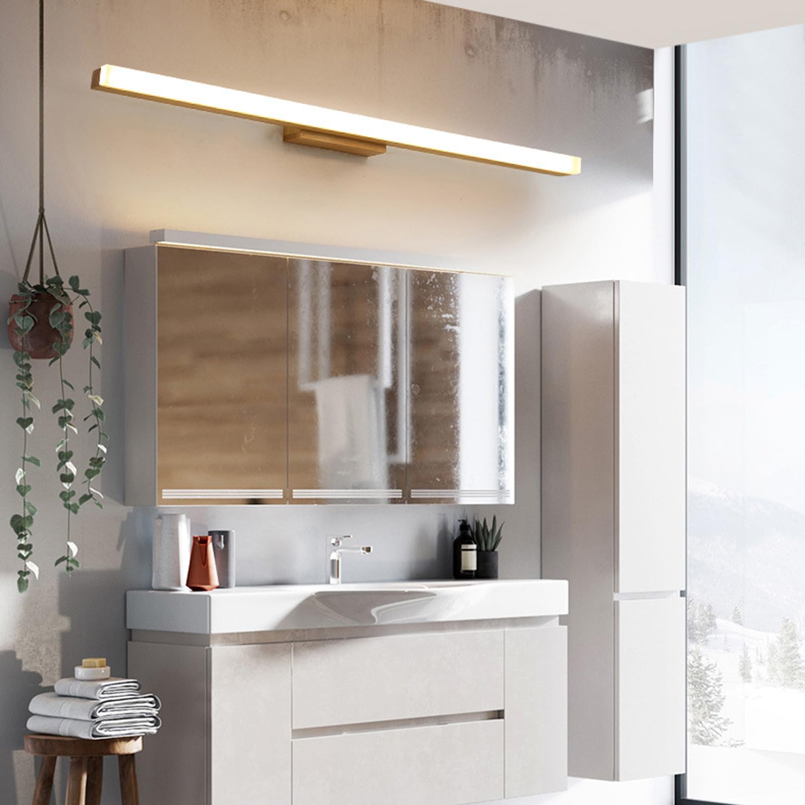 Lampa ścienna LED Lustro Długa lampa ścienna Nowoczesne wnętrze Minimalistyczna oprawa ścienna Długa konstrukcja Akrylowe oświetlenie ścienne do sypialni Salon Korytarz (jasne drewno - ciepłe