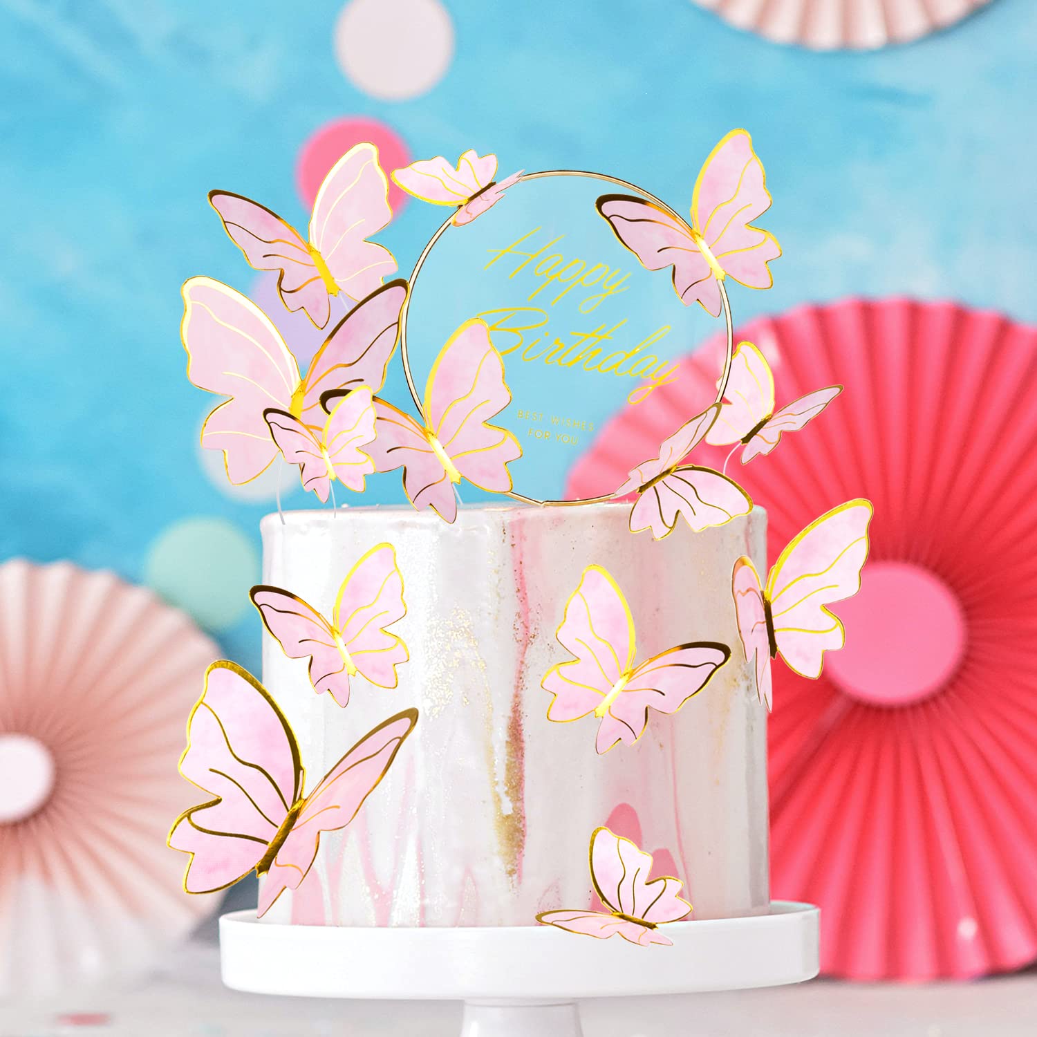 KHDULQ 50 Pezzi Farfalle Decorative,Decorazioni Natalizie Farfalle Torte Murali 3D Farfalla