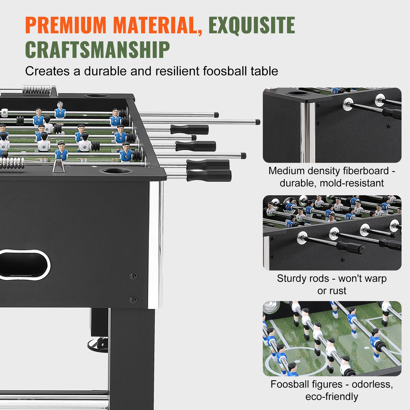Happybuy Foosball Table, 55 inch Standard, Indoor Full Size for Home, Family, Game Room, Set with 4 Balls, 4 Cup Holders