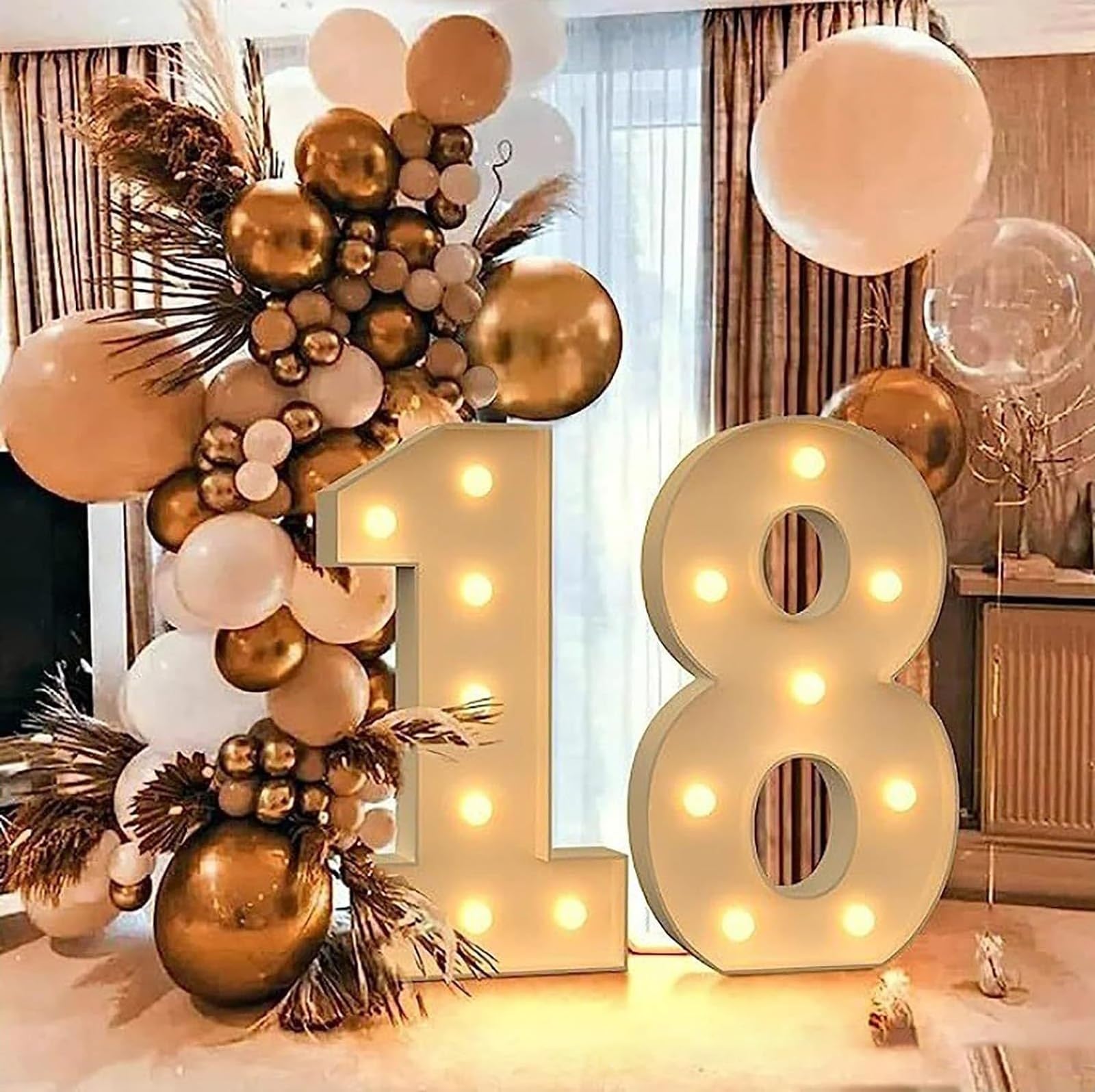 Decorazione per feste, 1,2 m, con numeri luminosi, con luci a LED, per casa, feste, bar, matrimoni, festival, compleanni, regali di Natale, decorazione, numero 1