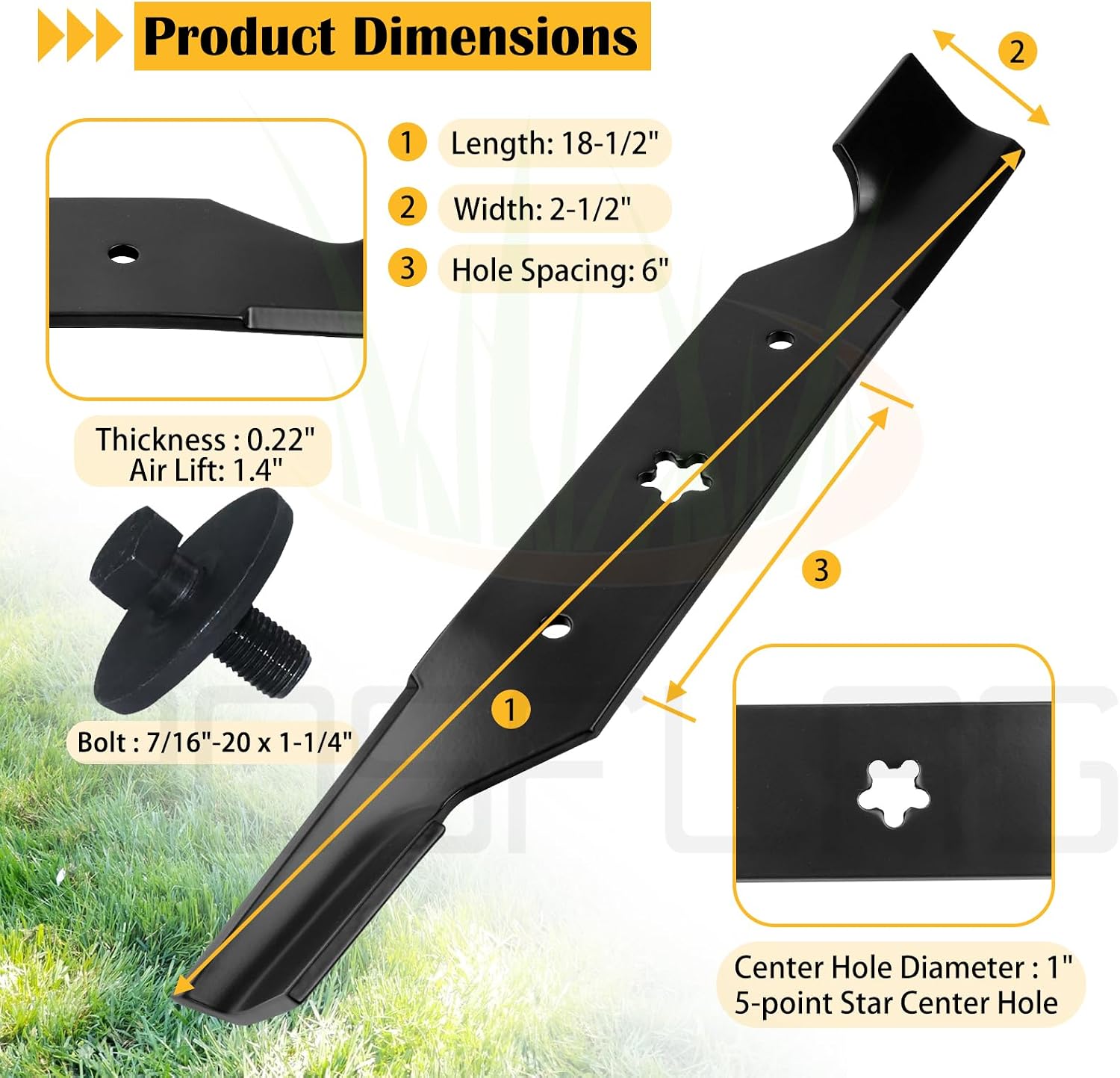 3 Pack 532187256 High Lift Mulching Lawn Mower Blades with Hardware Kit for Z254F YTH2454 YTH24V54 YTH26V54 YTH24V48 RZ5424 Replace 54 inch Mower Blades 532187254 582760502