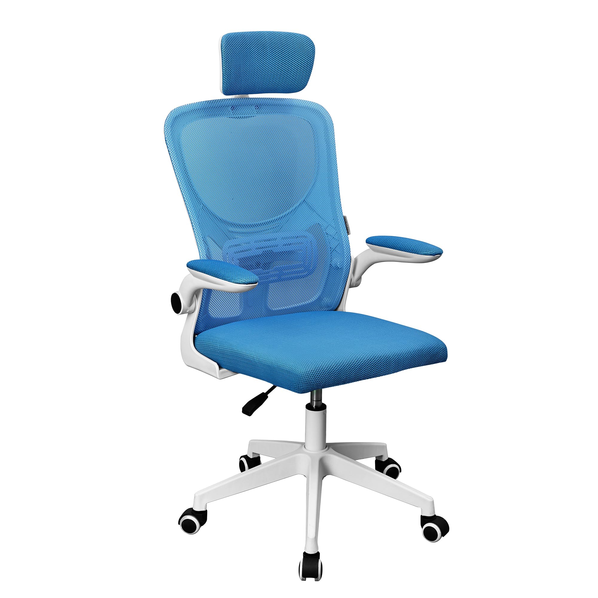 Mars Gaming MGC-ERGOPLUS, Silla Ergonómica Profesional, Soporte Lumbar Dinámico Adaptable, Malla Transpirable, Altura Regulable Entre 115-125cm, Reposabrazos Plegables, Reposacabezas Ajustable, Azul