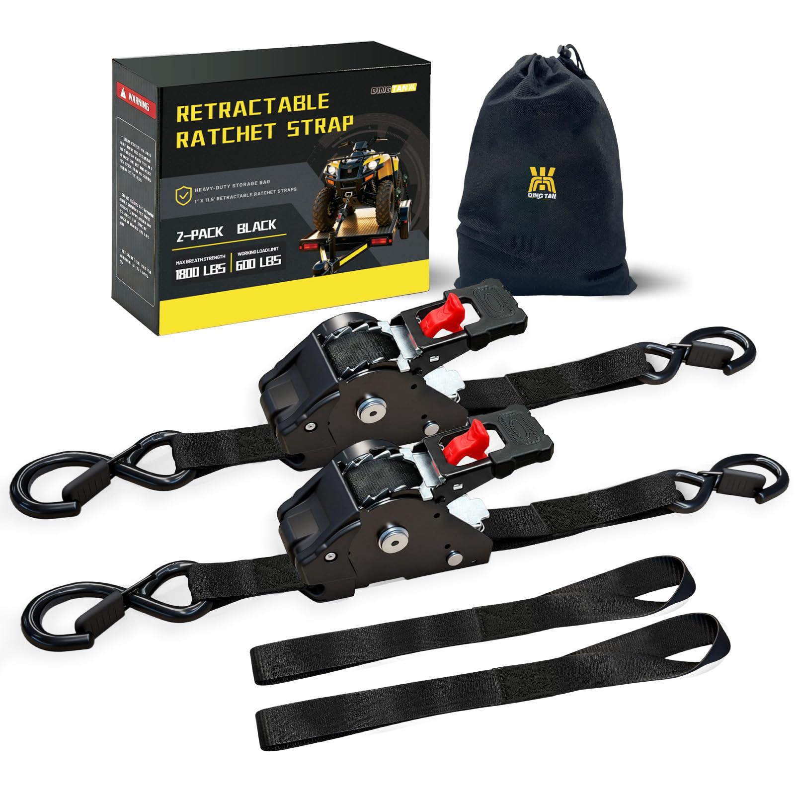 Retractable Ratchet Straps - Easy Load Securing -1
