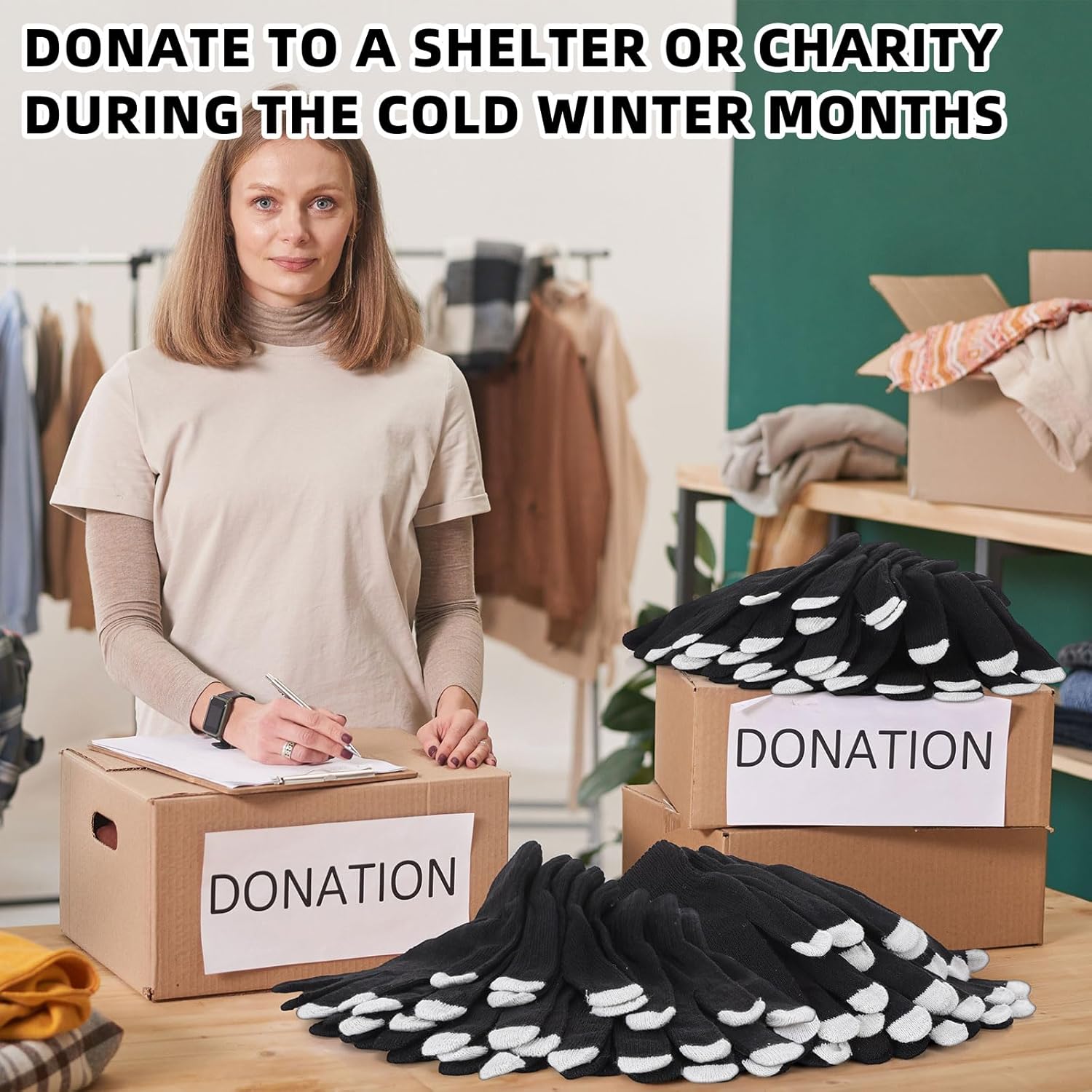 Geyoga Bulk Winter Touchscreen Knit Gloves Magic Stretchy Warm Gloves for Unisex Homeless Donation - Image 4