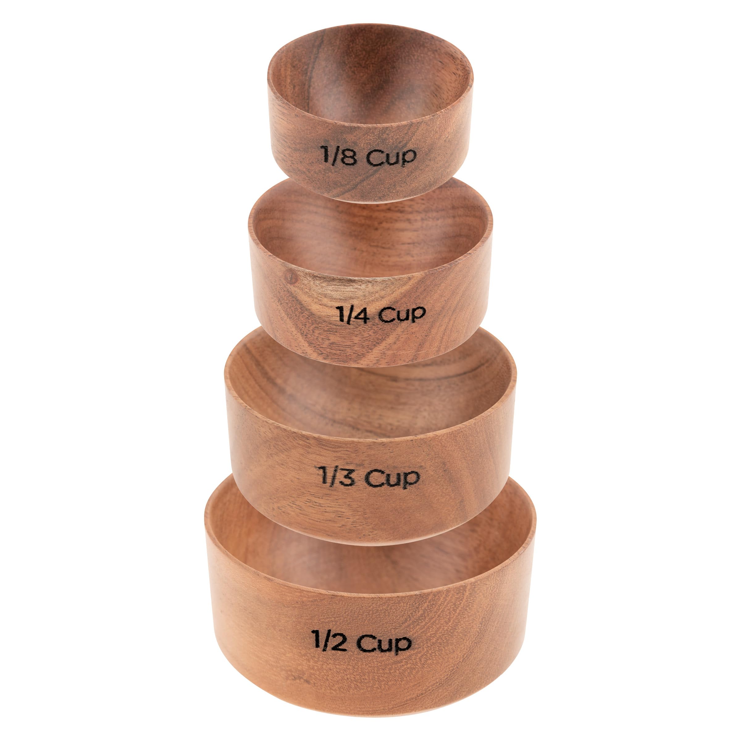 Karma, Acacia Wood Measuring Cups, Set of 4 Wooden Measuring Cups