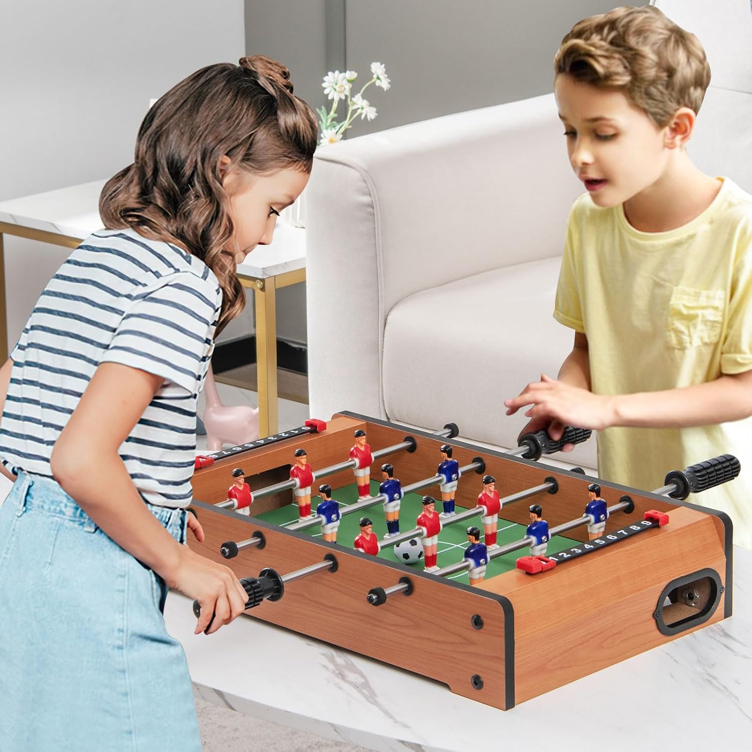 GYMAX Foosball Table, 20" Mini Foosball Table with 2 Balls for Kids, Table Top Foosball for Game Room Home Office Dorm