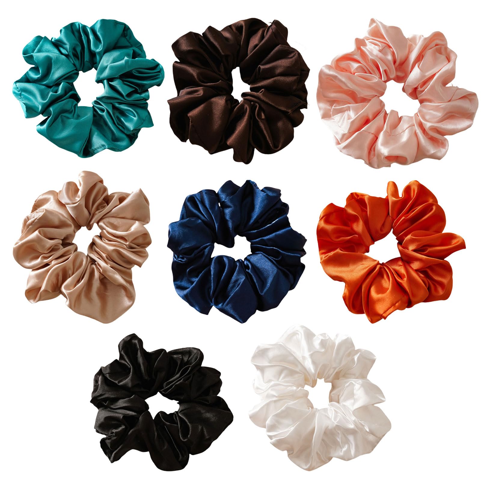 AWAVM 7Pcs Large Satin & Silk Scrunchies Set