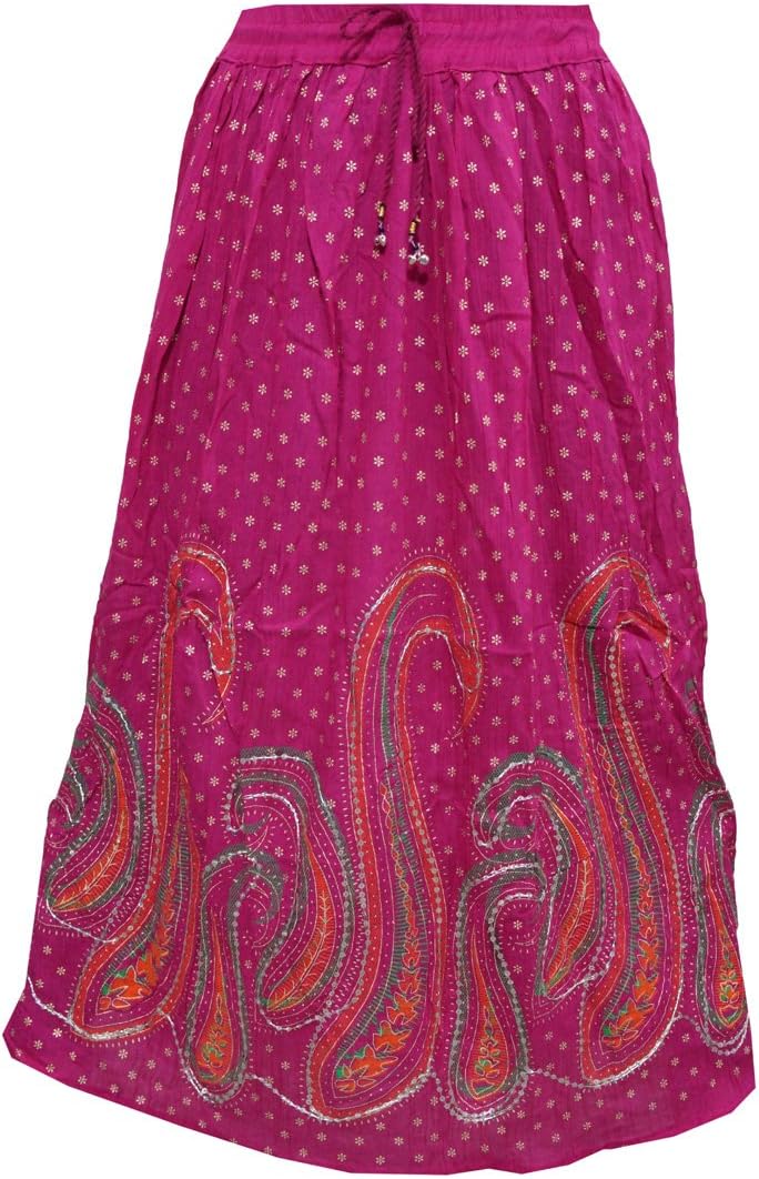 Yogachic Women's Rayon Pink Printed Maxi Skirt