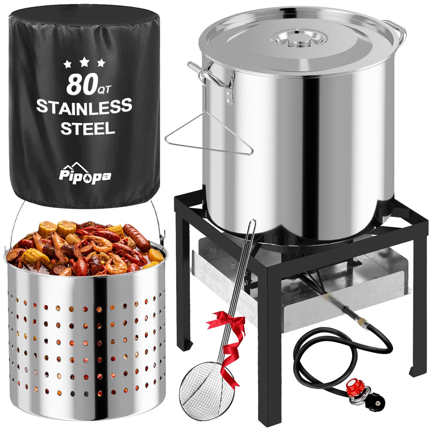 80QT Crawfish Boiler | Stainless Steel Seafood Boil Pot with Basket