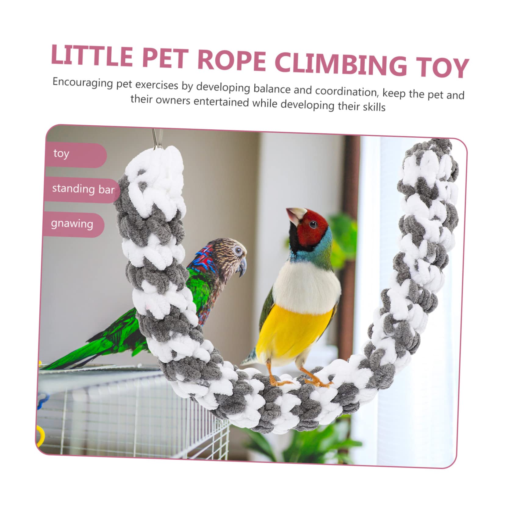 POPETPOP 4piezas Juguete De Cuerda para Hámster y Mascotas Pequeñas Accesorio De Natural y Seguro para Ejercicio y Diversión Compatible Cobayas y Petauros