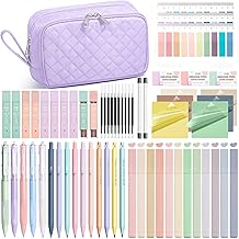 62PCS Aesthetic School Supplies with Cute Pencil Case, Pastel Highlighters Black Ink Gel Pens Mechanical Pencils Kit, Back to School Supplies College Essentials Preppy Stationary Set for Student Girls