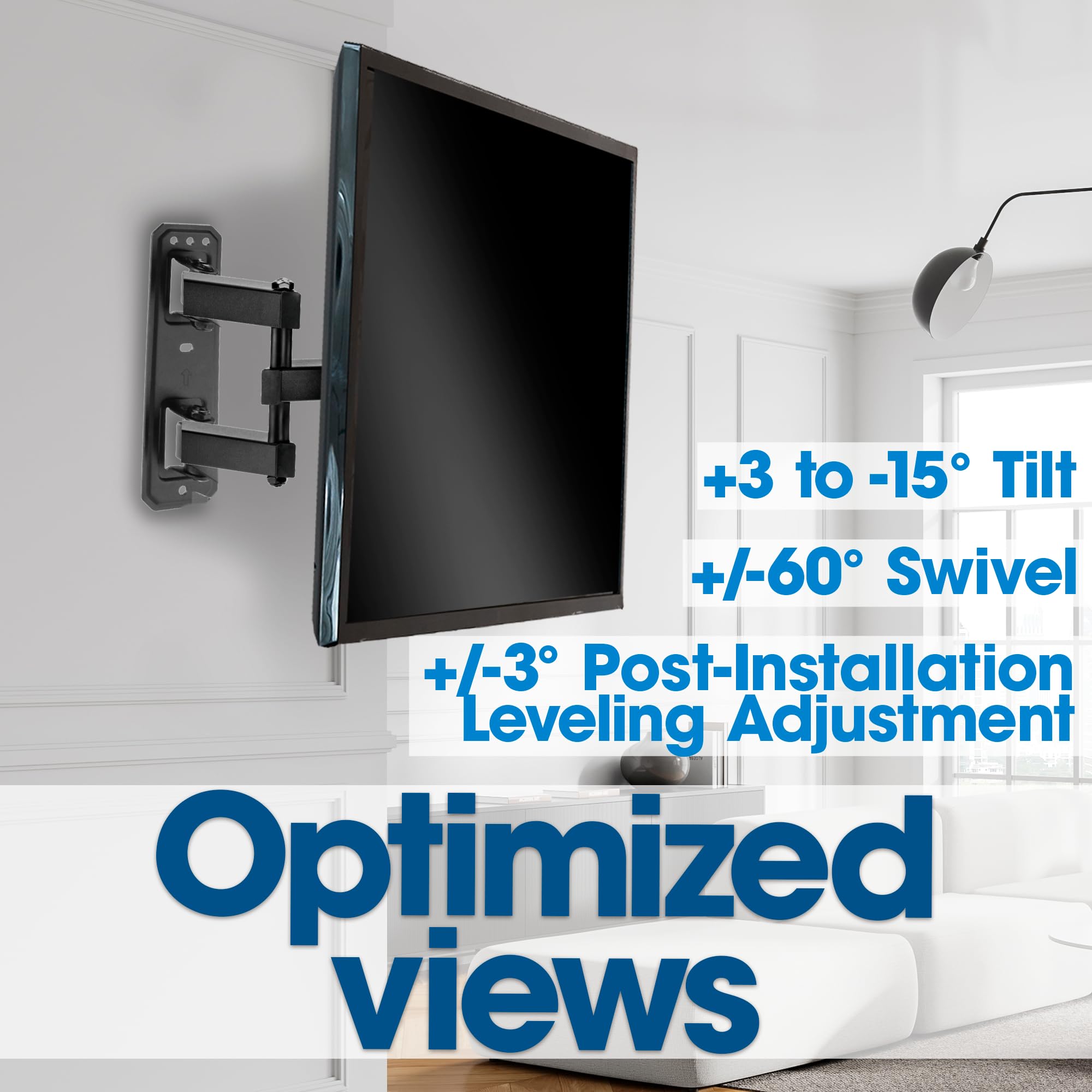 MANHATTAN TV Wall Mount for Screens from 37" to 70" and up to 35 kg, Full Motion (Fully Movable), Horizontal Adjustable, Black - Image 3