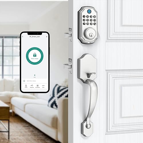 Miniatura 9 de LOCK&SOLVER Cerradura de Puerta con Teclado con Manija, Cerraduras Inteligentes para Puerta Principal, Cerradura de Entrada sin Llave, Cerradura de