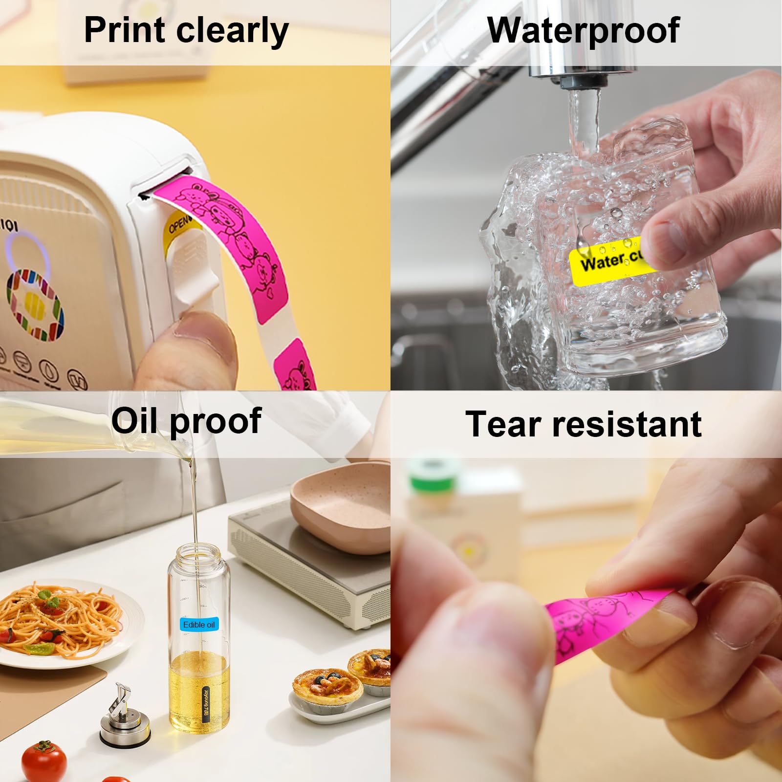 Nastro termico per etichette (1,4 x 4 cm), 4 rotoli, 640 etichette in totale, stampante adesiva termica compatibile con etichettatrice D30, nastro adesivo per casa, scuola e ufficio, oro