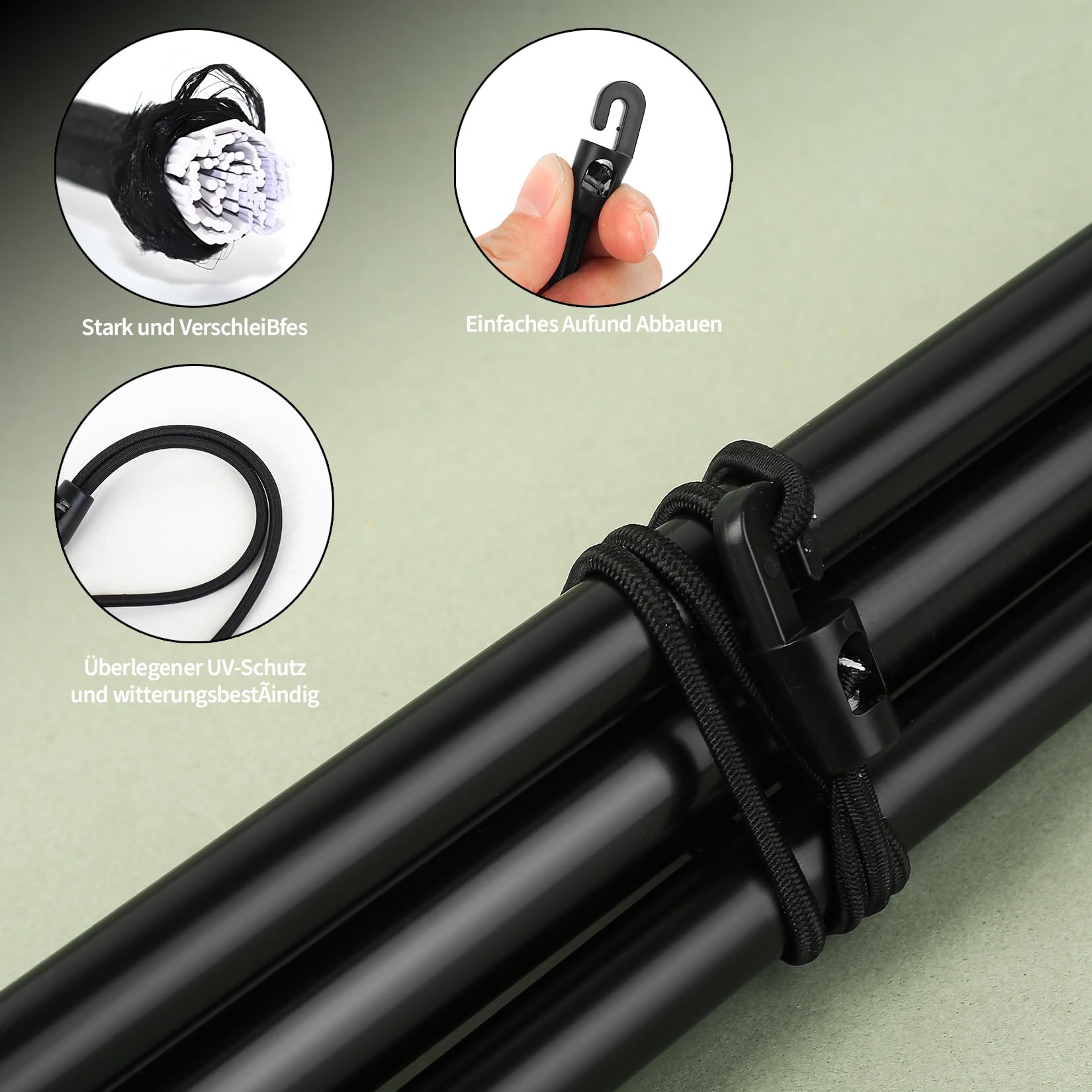 35 szt. krótkich sznurków bungee z haczykami, wytrzymałe paski bungee z haczykami, 25 cm, odporne na promieniowanie UV, czarne, bungee, elastyczne paski z haczykiem, do zabezpieczania bagażu, mebli