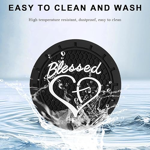 Miniatura 3 de 2 posavasos para automóvil, 2.76 pulgadas, PVC suave, antideslizante, cruz bendita y corazón, posavasos cristianos para automóvil, interior del