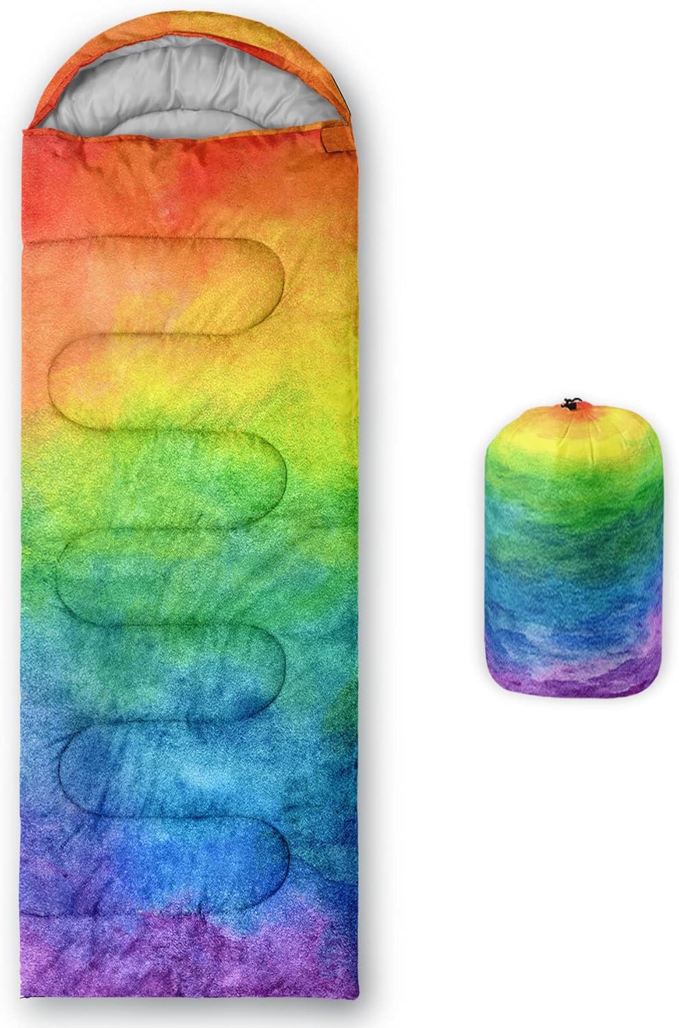 Camping Sleeping Bags,3 Season Warm & Cool Weather,Lightweight,Waterproof Sleeping Bags for Adults & Kids,Traveling,and Outdoors,Camping Gear Equipment Rainbow 1 Standard