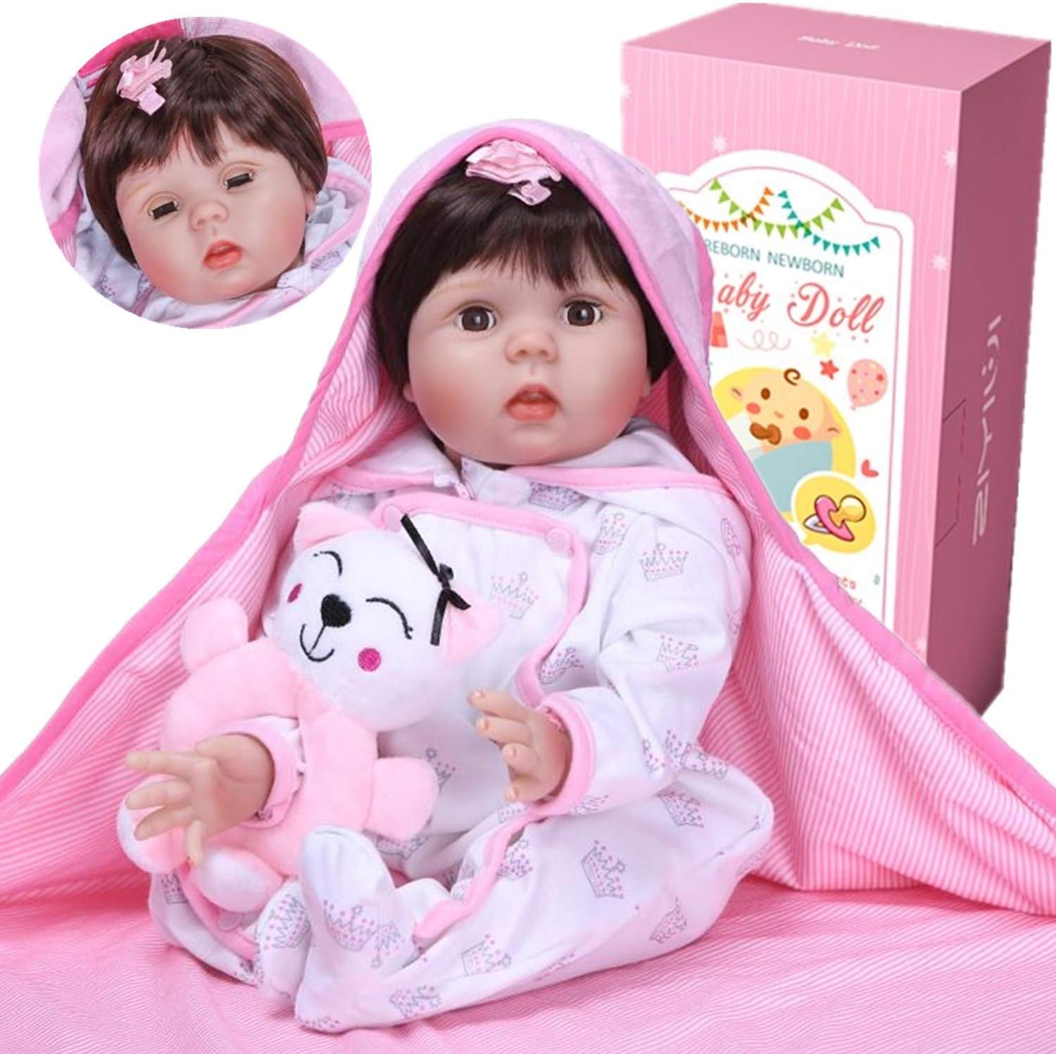 ZIYIUI 22 Inch Lifelike Toddler Reborn Baby Dolls Realistic Handmade Silicone Vinyl Babys Magnetic Mouth able to blink Babies Kids Toys Gifts